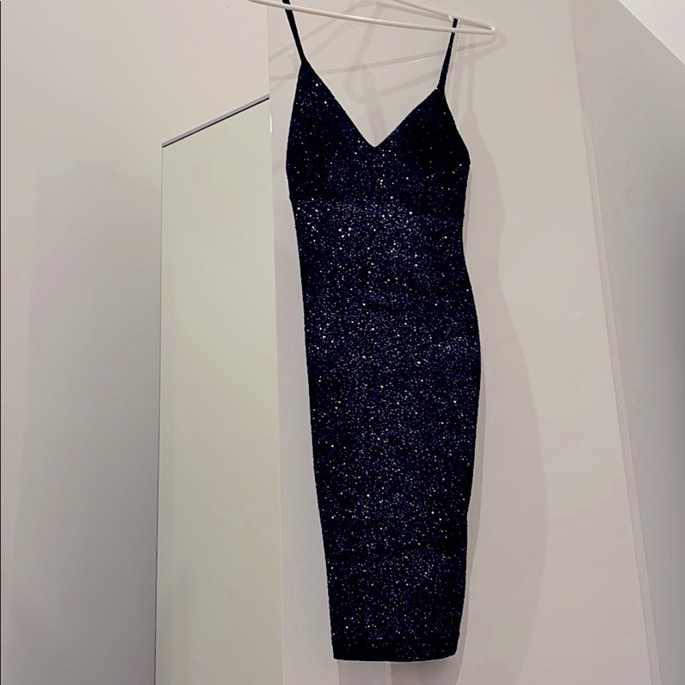 Fitted blue sparkly dress. Worn once